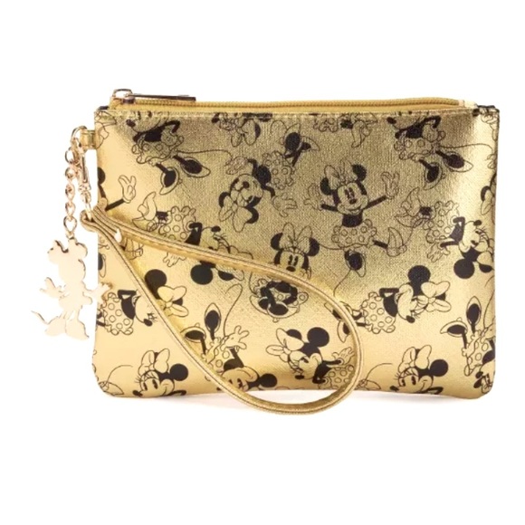 Disney Minnie Mouse Gold Metallic Wristlet - Picture 4 of 7